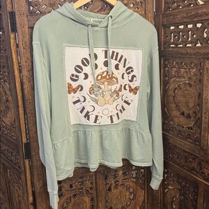 BLOOMWOOD handmade Upcycled Sweatshirt With Mushroom Graphic